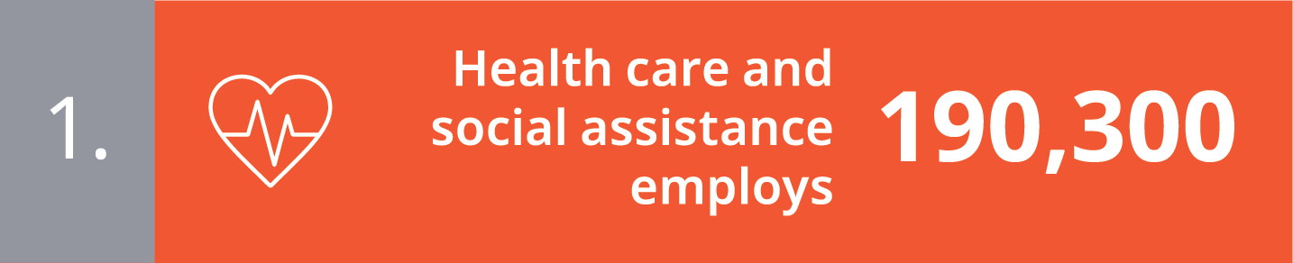 1. Health care and social assistance employs 190,300