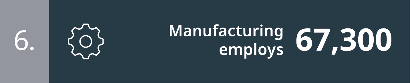 6. Manufacturing employs 67,300